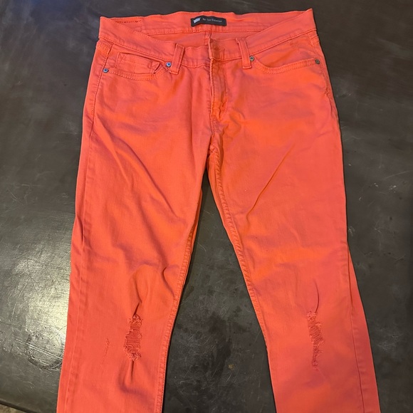 Levi's Bright Orange Straight Jeans - Picture 2 of 4